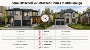 Semi-Detached vs Detached Homes in Mississauga Comparison